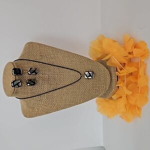 Black Czech Glass Necklace & Earrings Set